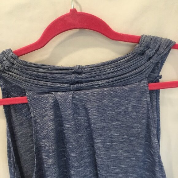 Max Studio Shift Dress Sleeveless Braided Neck Sz Medium Blue White Comfortable - Picture 6 of 9